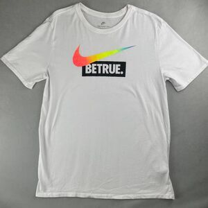 Nike Shirt Mens L White Be True Swoosh Pride Rainbow Graphic Tee 939926-100 NWOT